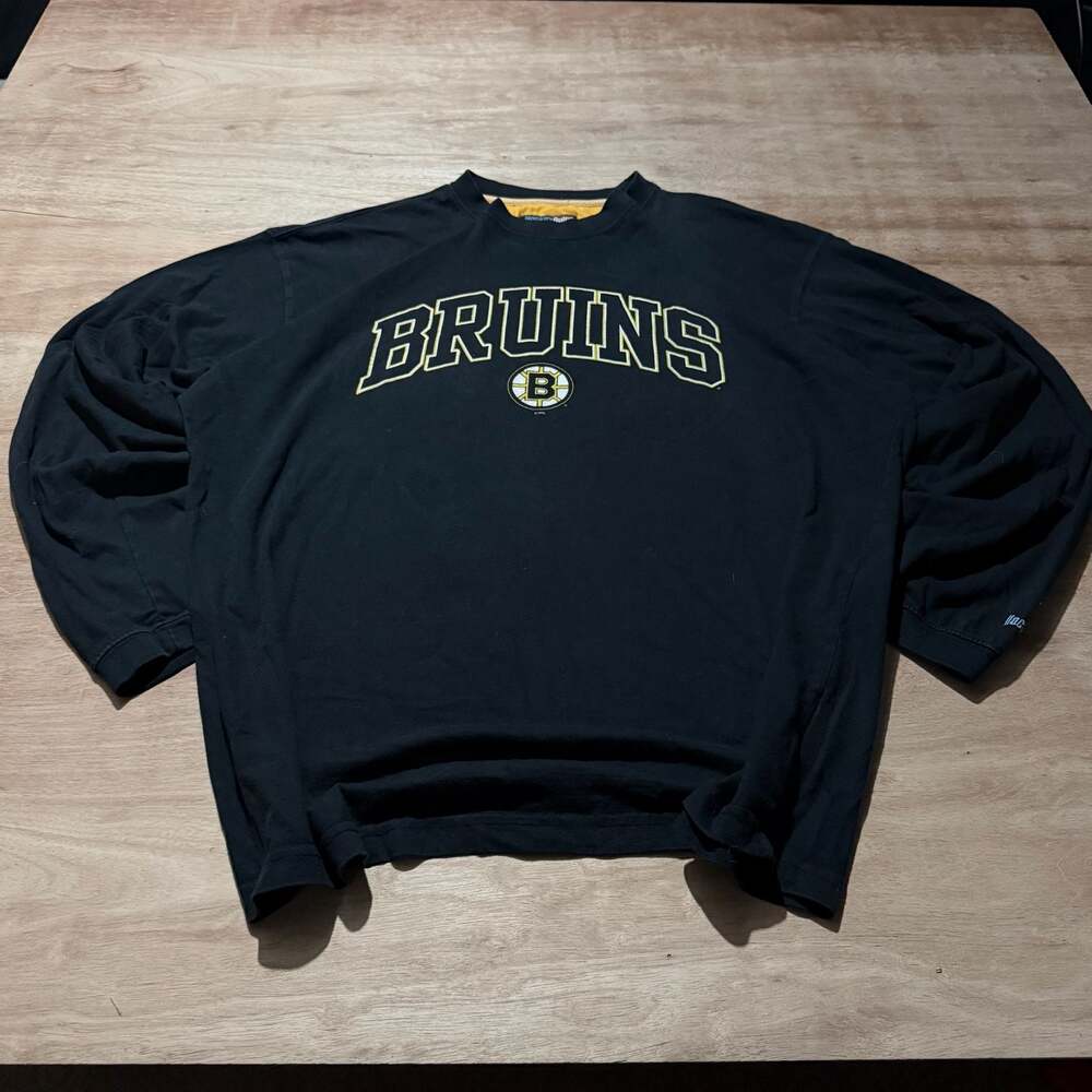 Vintage Y2K Boston Bruins HockeyRules NHL Black Crewneck Sweatshirt XL